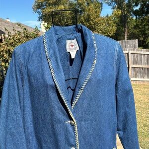 NOS Vintage Denim Western Jacket M Blue Denim Whipstitch Washable